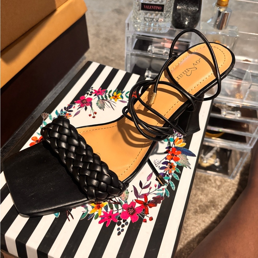 Cult Gaia Black Braided Strap Heels